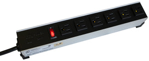 Heavy Duty Power Bar 17in, IEC 8-Outlet, 15 ft. cord, 120VAC, 15A, Black